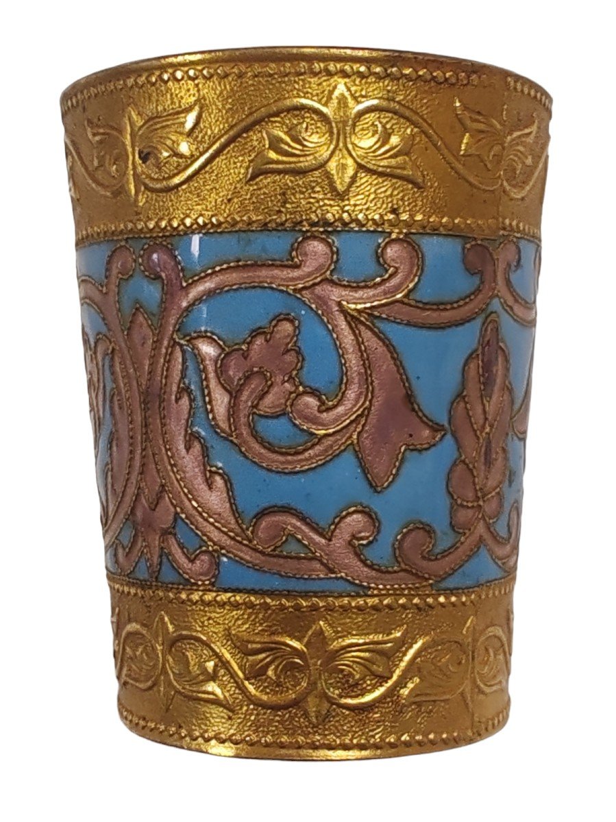 Gobelet Russe à Vodka En émail Polychrome Cloisonné-photo-2