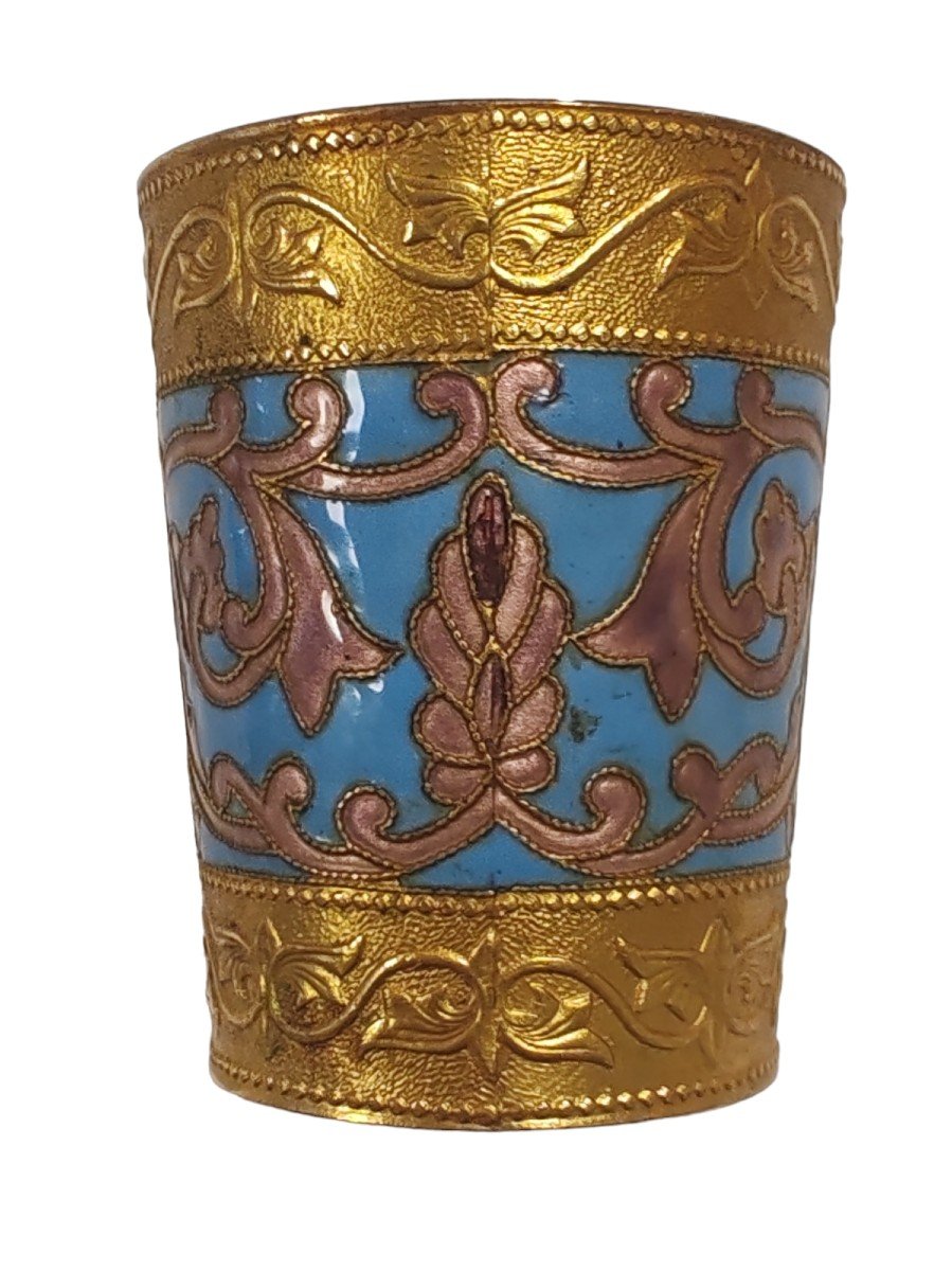 Gobelet Russe à Vodka En émail Polychrome Cloisonné-photo-3