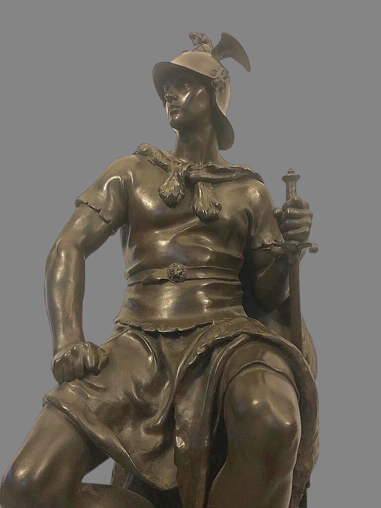 Paul Dubois (1827-1905) - Military Courage, Bronze H. 69 Cm-photo-3