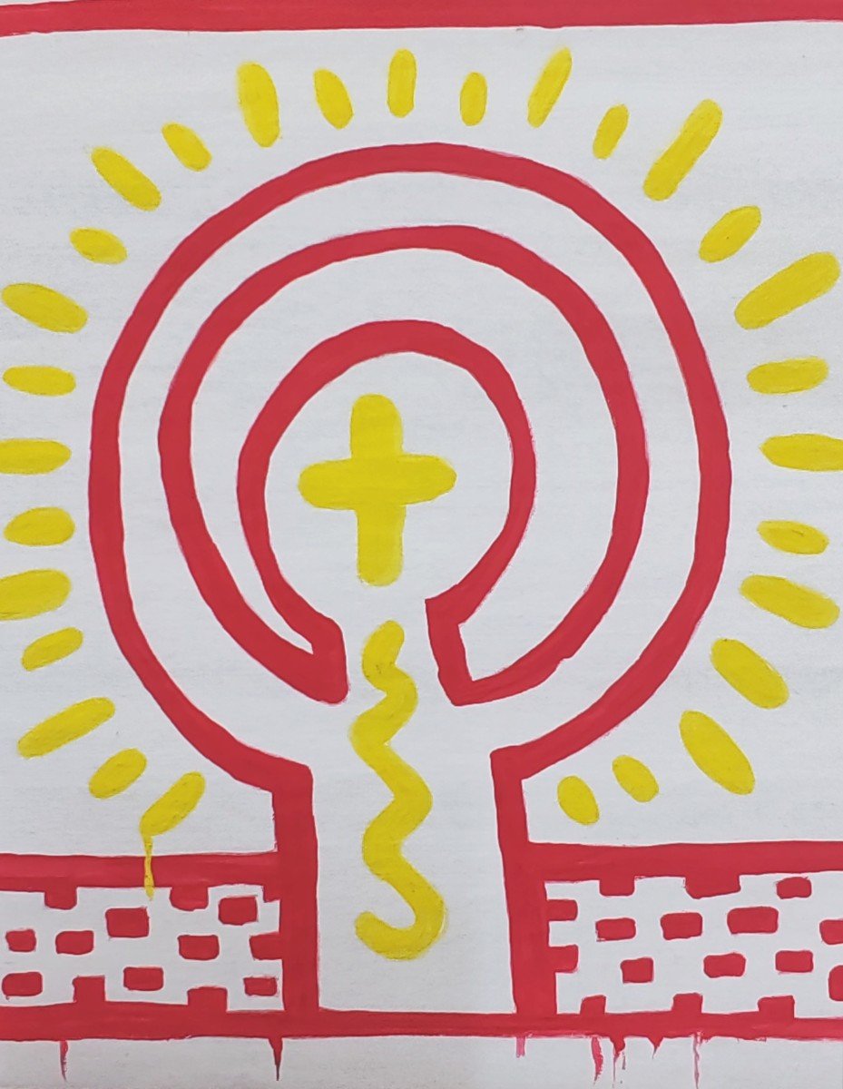 Keith Haring (1958-1990), Attribué à. Gouache Et Aquarelle. -photo-2