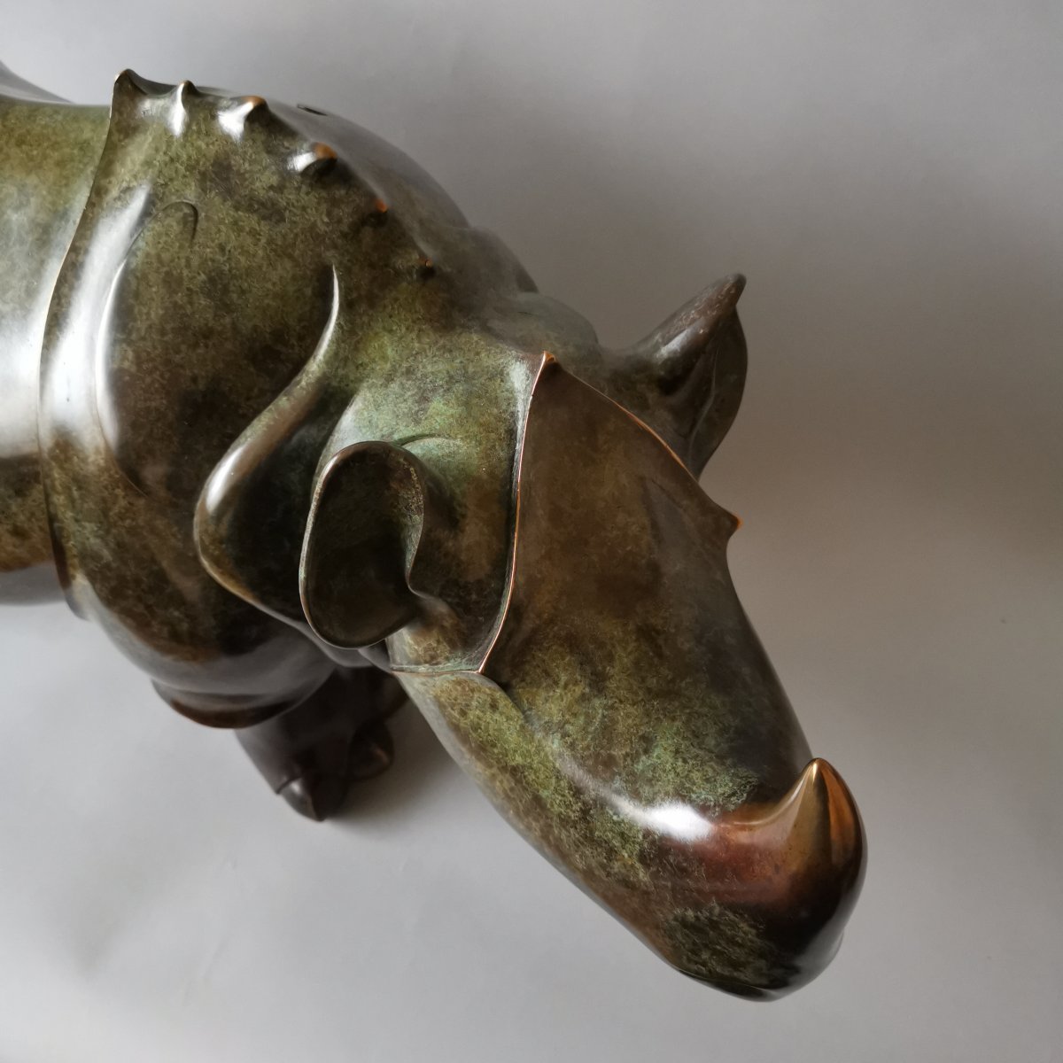 Lucien Ghomri (1949). Artist Proof (iii / Iv), Large Bronze Rhinoceros-photo-1