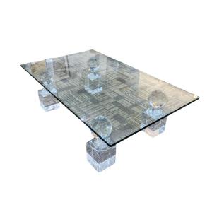 70s Glass And Lucite Coffee Table