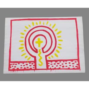 Keith Haring (1958-1990), Attribué à. Gouache Et Aquarelle. 