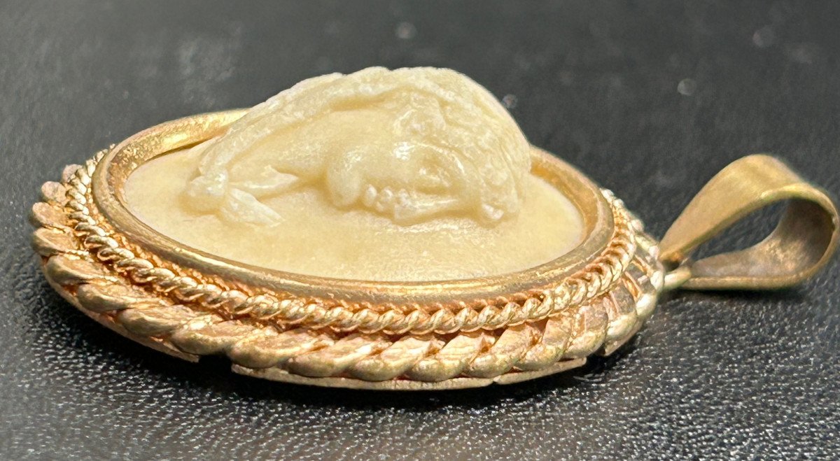 Very Nice Cameo Pendant In Hard Stone Late 19th-photo-3