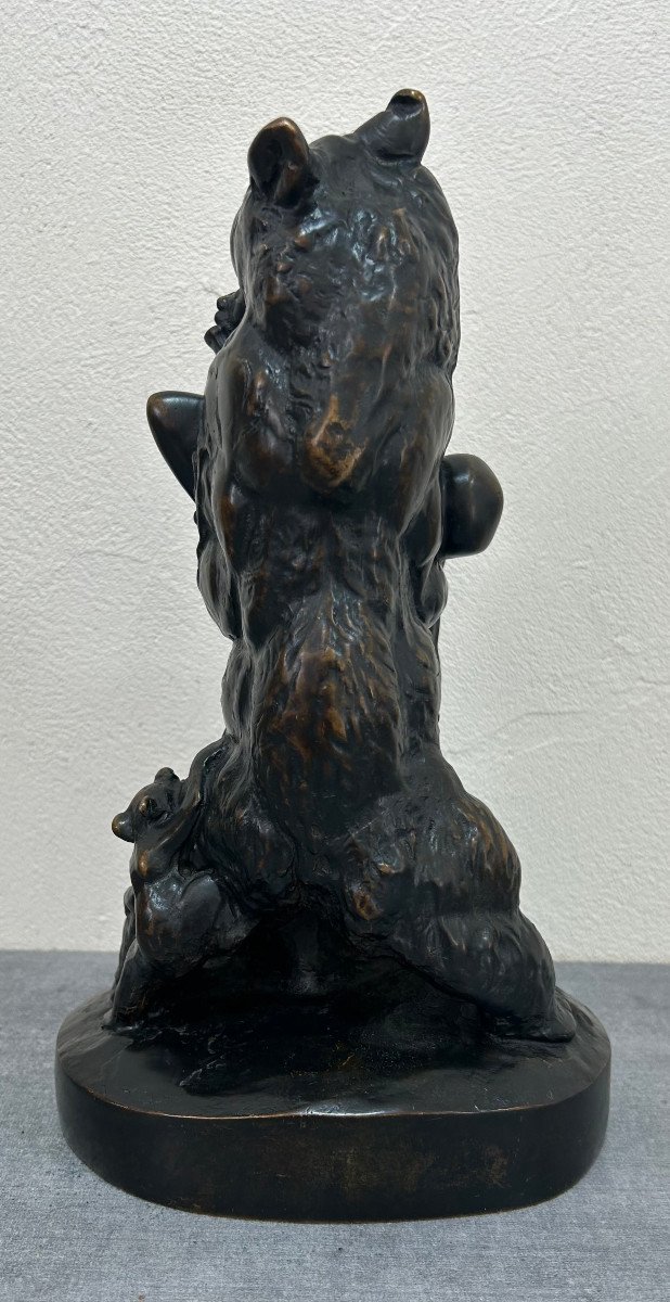  Bronze Signed, By Emmanuel Frémiet With Wounded Bear Medalist Patina.-photo-4