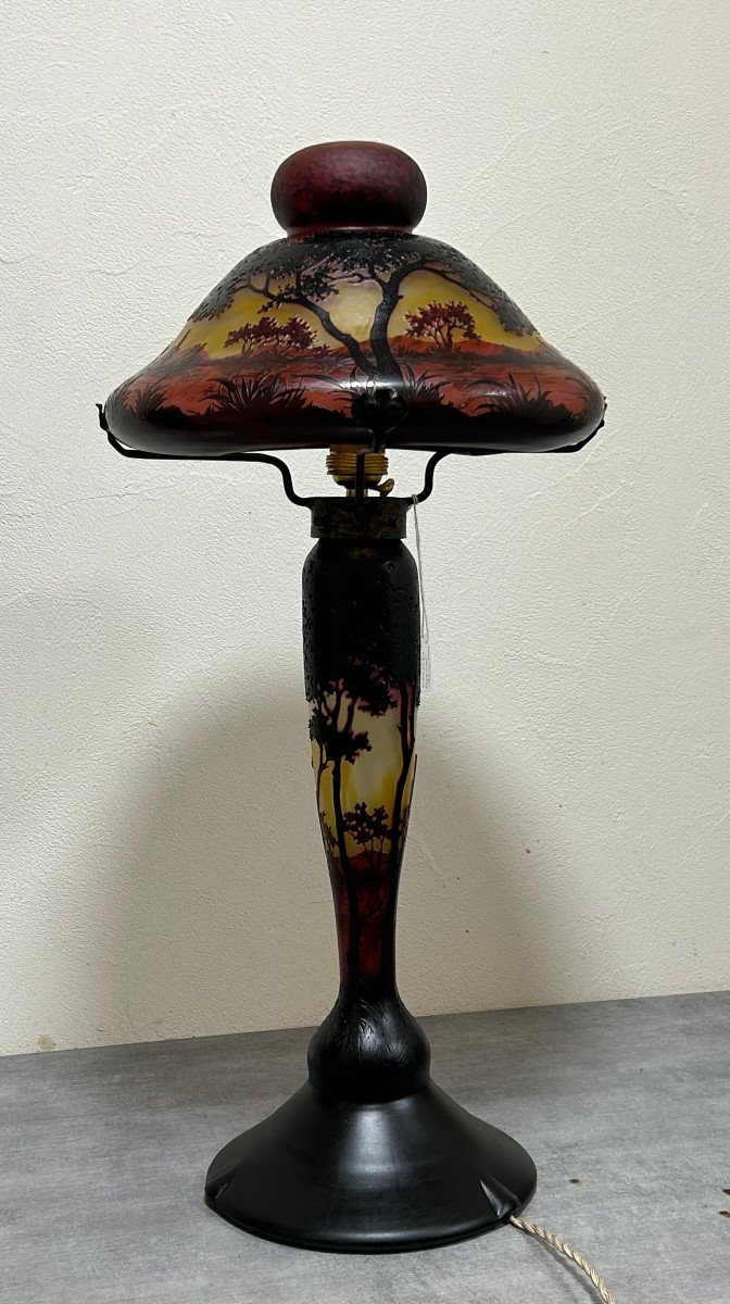 Mushroom Lamp In Glass Paste Signed Daum Nancy France-photo-2