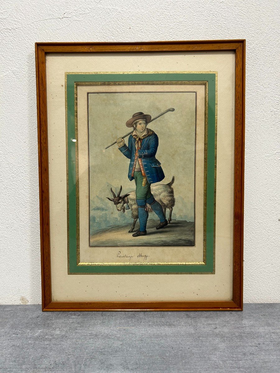 5 Aquarelles De  Michela De Jito Année 1820 Artiste Italien-photo-2