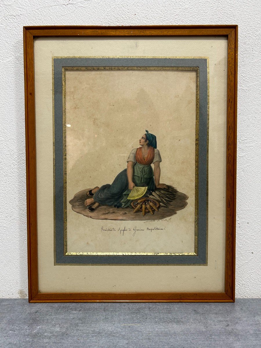 5 Aquarelles De  Michela De Jito Année 1820 Artiste Italien-photo-3