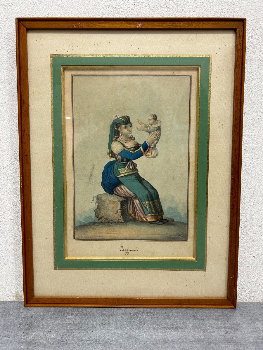 5 Aquarelles De  Michela De Jito Année 1820 Artiste Italien-photo-4