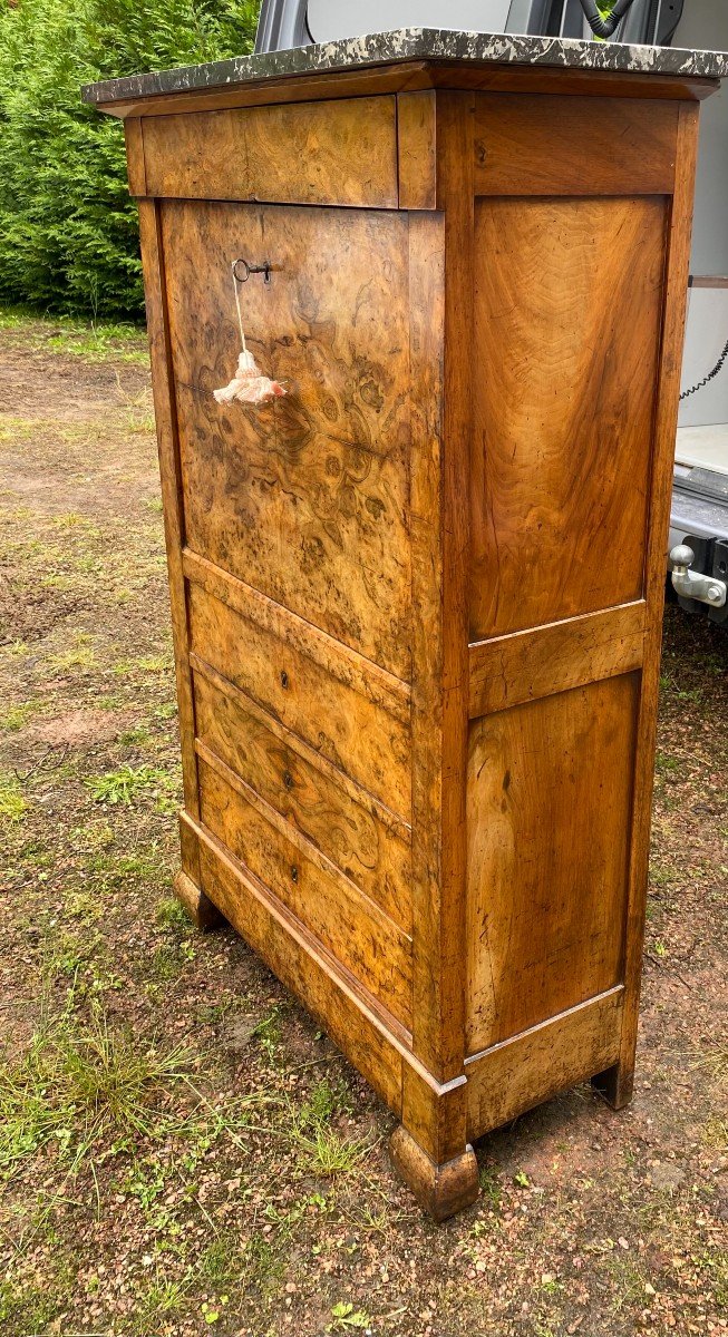 Restoration Period Secretary In Burl Walnut And Oak-photo-2