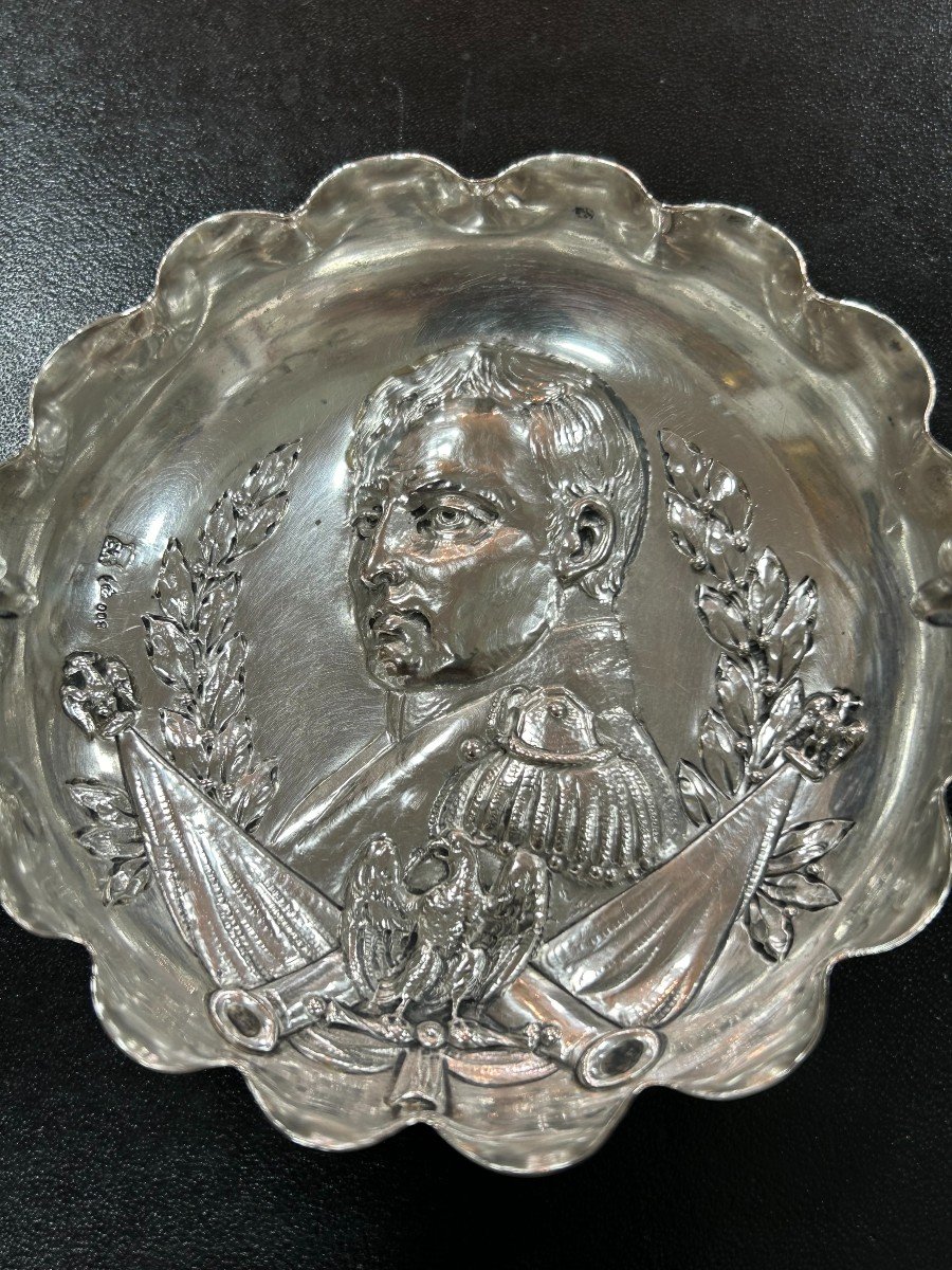 Bowl With Handle In Sterling Silver 800 Certainly German With The Effigy Of Napoleon Bonaparte-photo-2