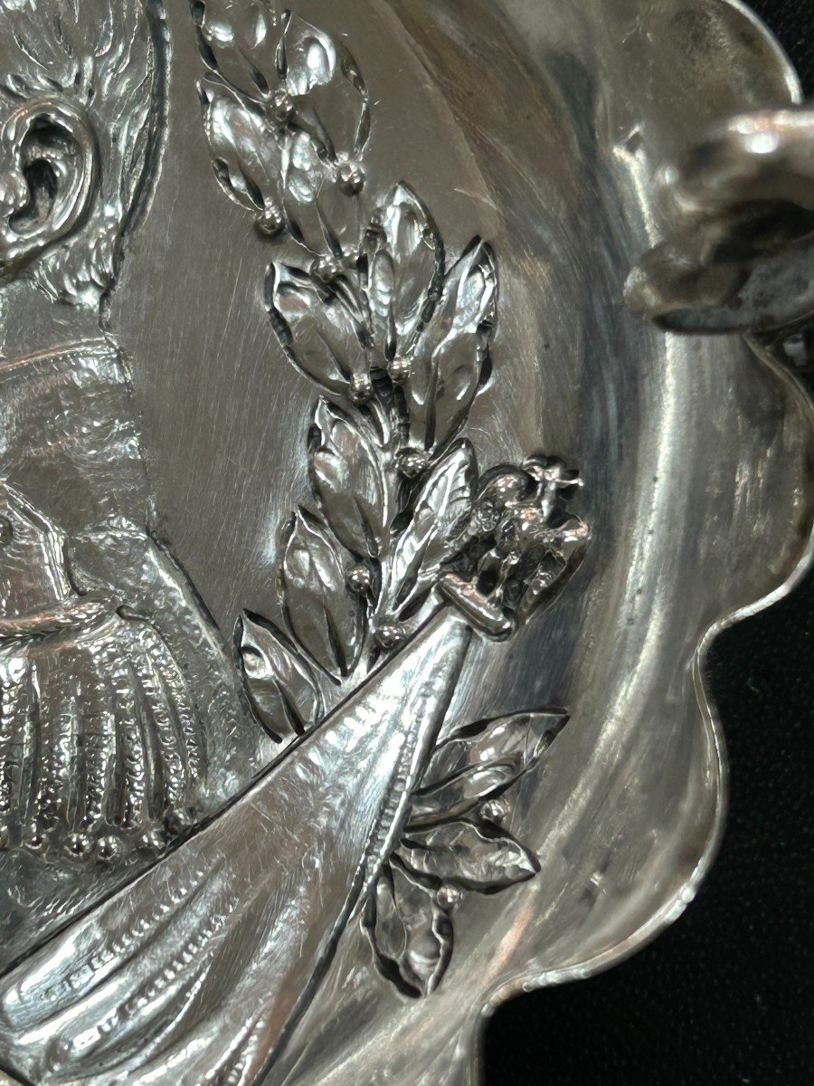 Bowl With Handle In Sterling Silver 800 Certainly German With The Effigy Of Napoleon Bonaparte-photo-4