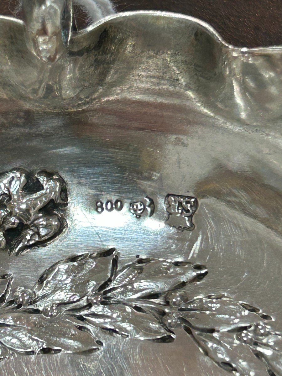 Bowl With Handle In Sterling Silver 800 Certainly German With The Effigy Of Napoleon Bonaparte-photo-2