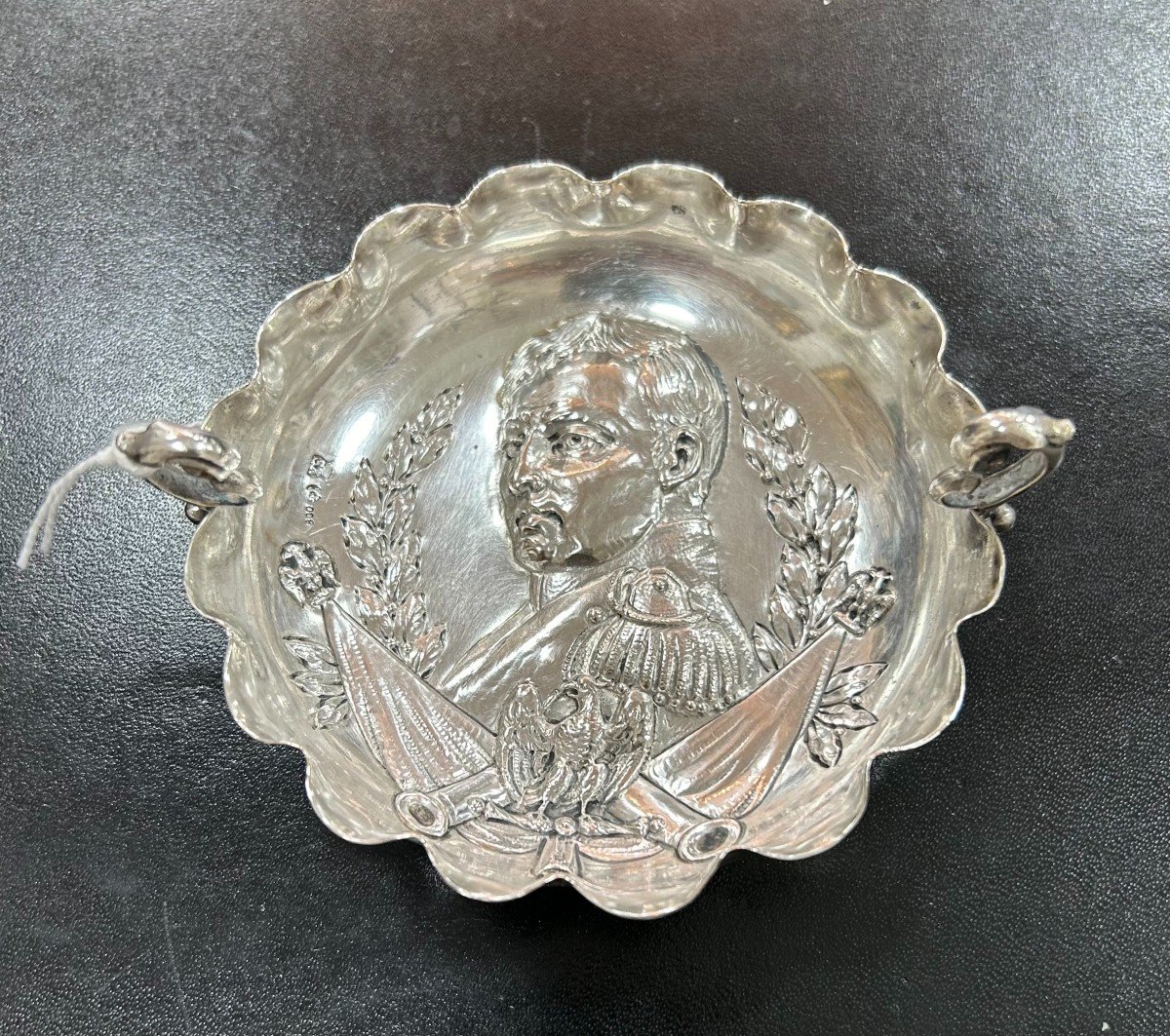 Bowl With Handle In Sterling Silver 800 Certainly German With The Effigy Of Napoleon Bonaparte