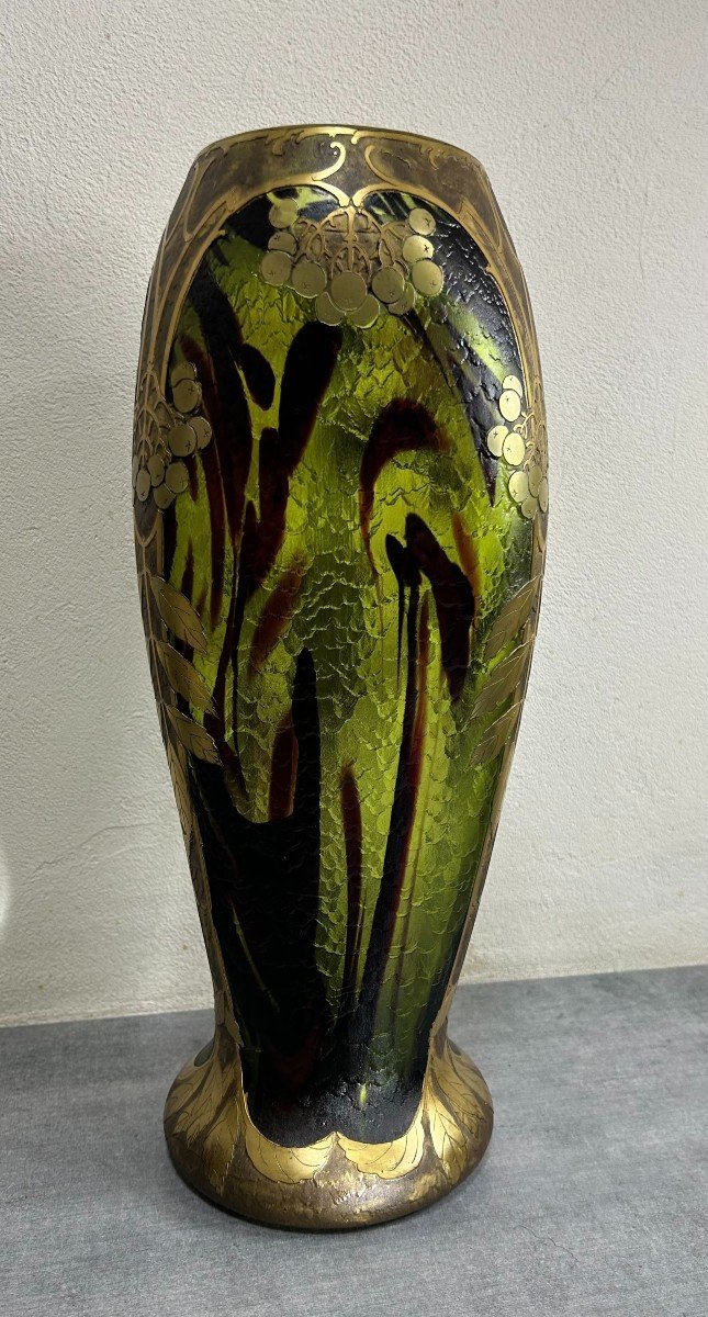 Baluster Vase On Shower Feet Legras Saint-denis Paris Art Nouveau (1839-1916)-photo-3