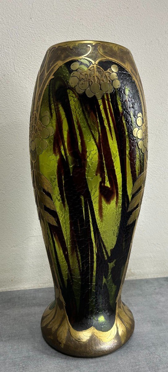 Baluster Vase On Shower Feet Legras Saint-denis Paris Art Nouveau (1839-1916)-photo-4