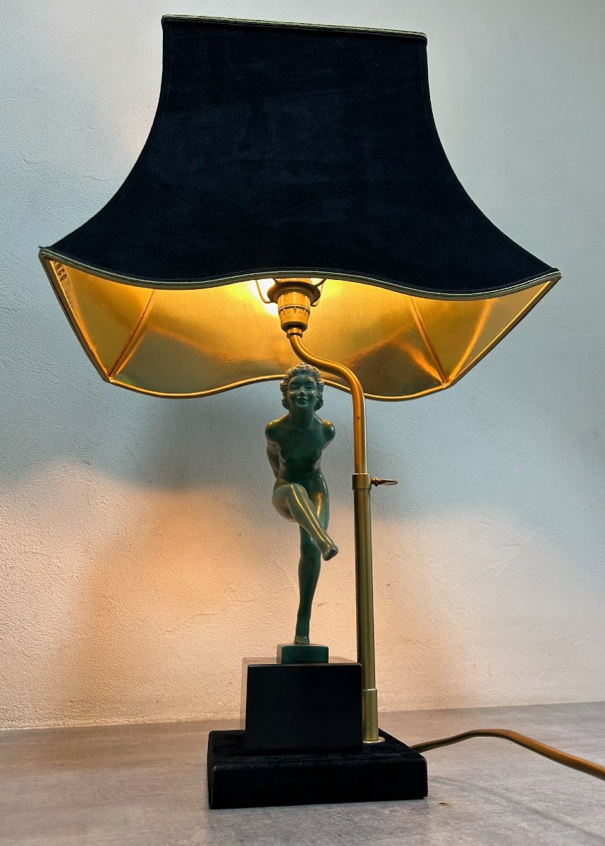 Desk Lamp With Subject Max Le Verrier Signed Garcia-photo-2