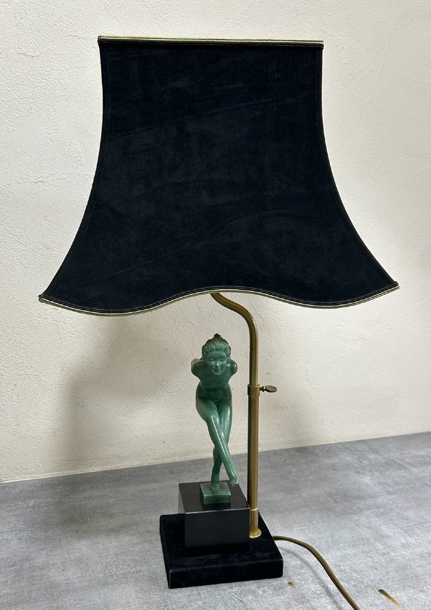 Lampe Bureau Avec Sujet Max Le Verrier Signée Garcia