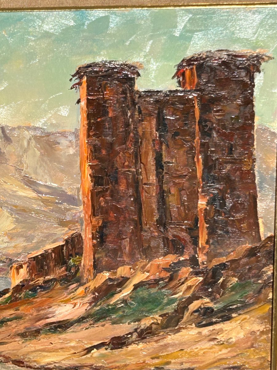 Francis Cariffa 1890-1975 Orientalist Landscape In Morocco Countersigned On The Back-photo-3