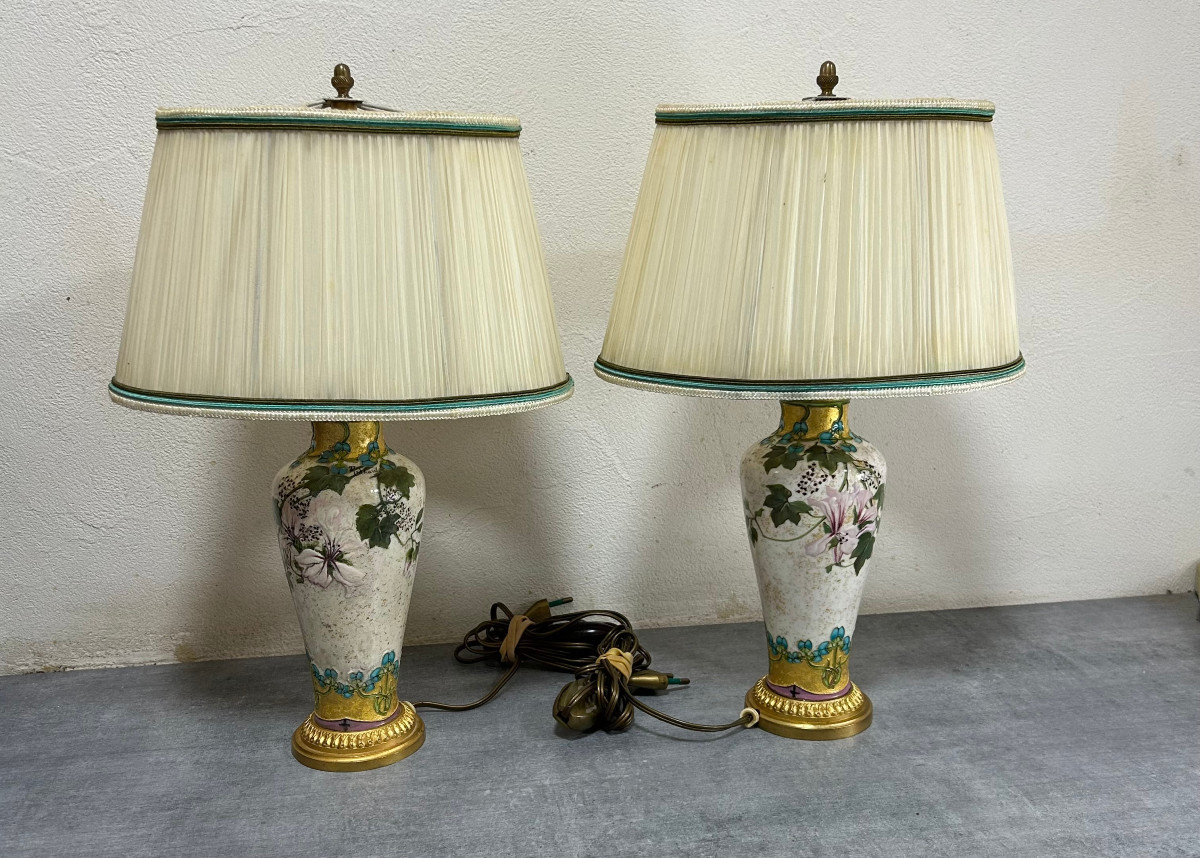 Pair Of Bedside Lamps, Sèvres Porcelain, Paul Milet