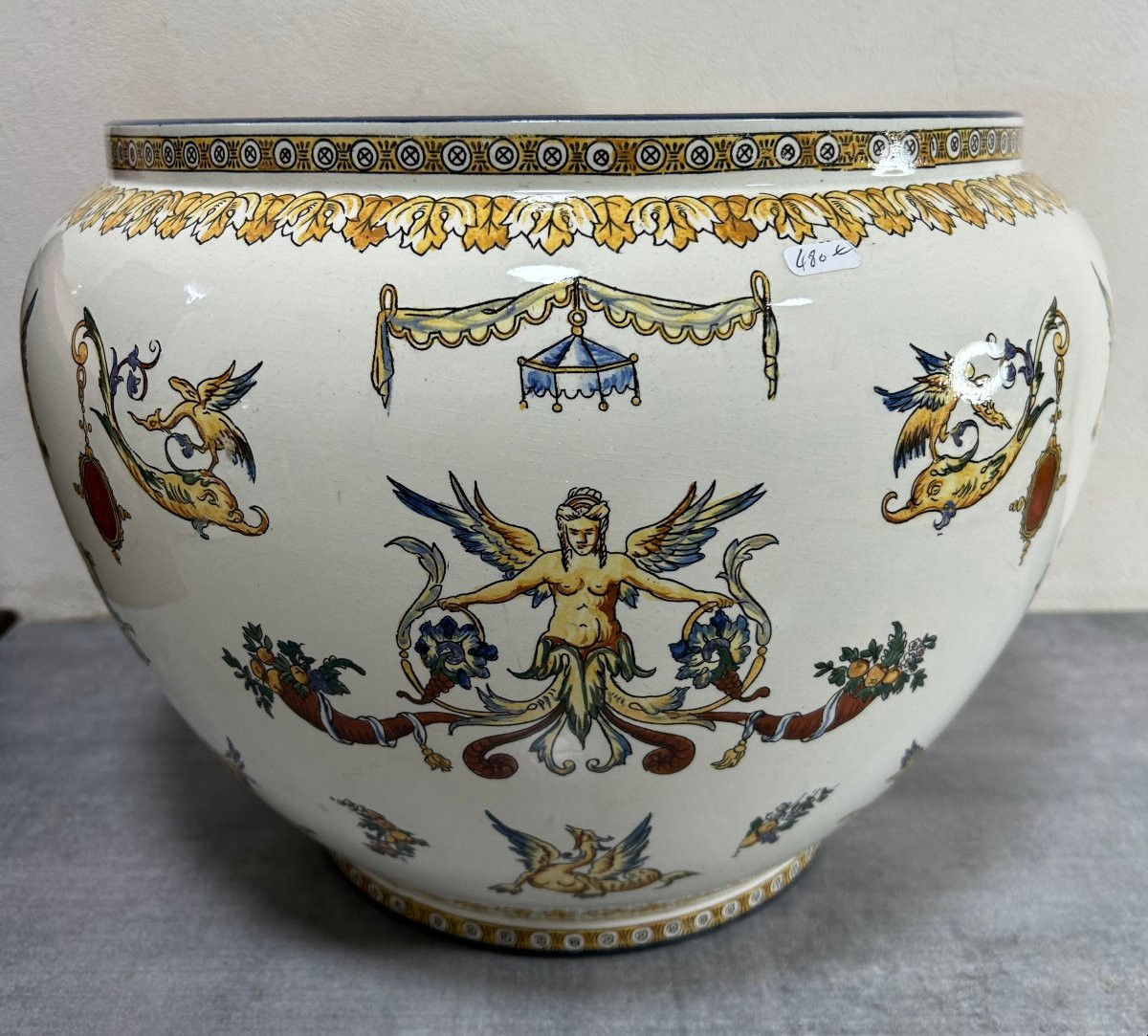 Giens Earthenware Planter, Late 19th Century-photo-2