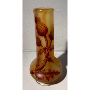 Daum Nancy Vase With Thistle Decor