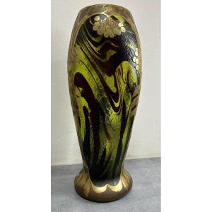 Vase  Balustre Sur Pieds Douche Legras Saint-denis Paris Art Nouveau (1839-1916)