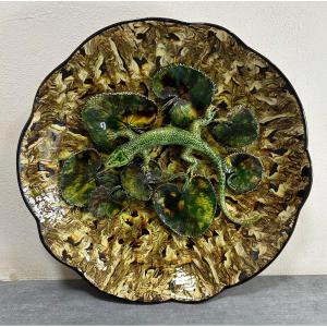 Dish From The Pichon Manufacture In Uzès From The 80s In The Style Of Palissy