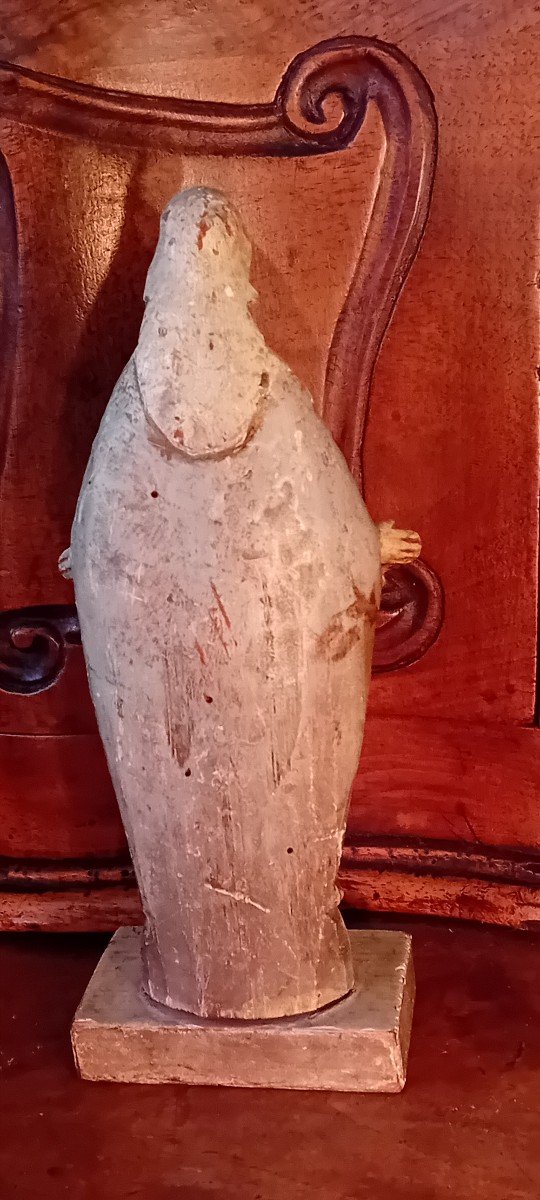 Statuette En Bois Vierge Polychrome-photo-4