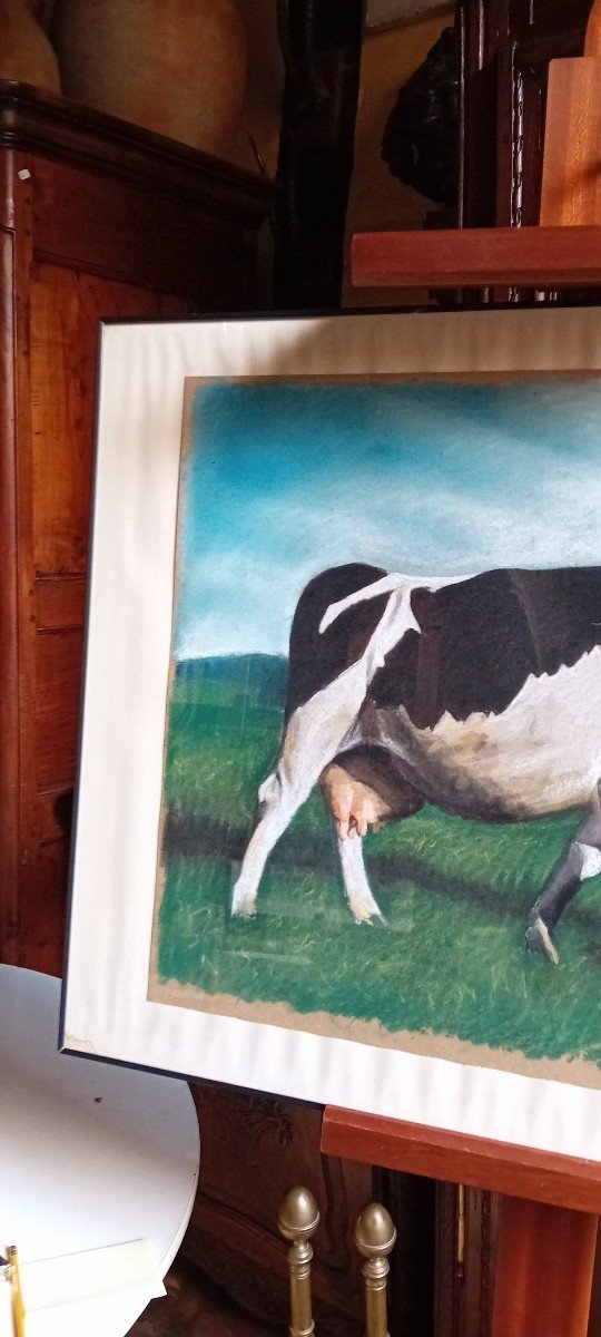 "cow Au Pré" Signed Catherine Faure-photo-3