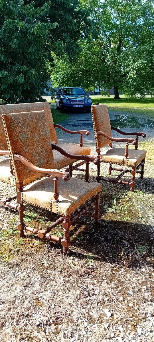 Pair Of Louis XIII Style Armchairs-photo-2