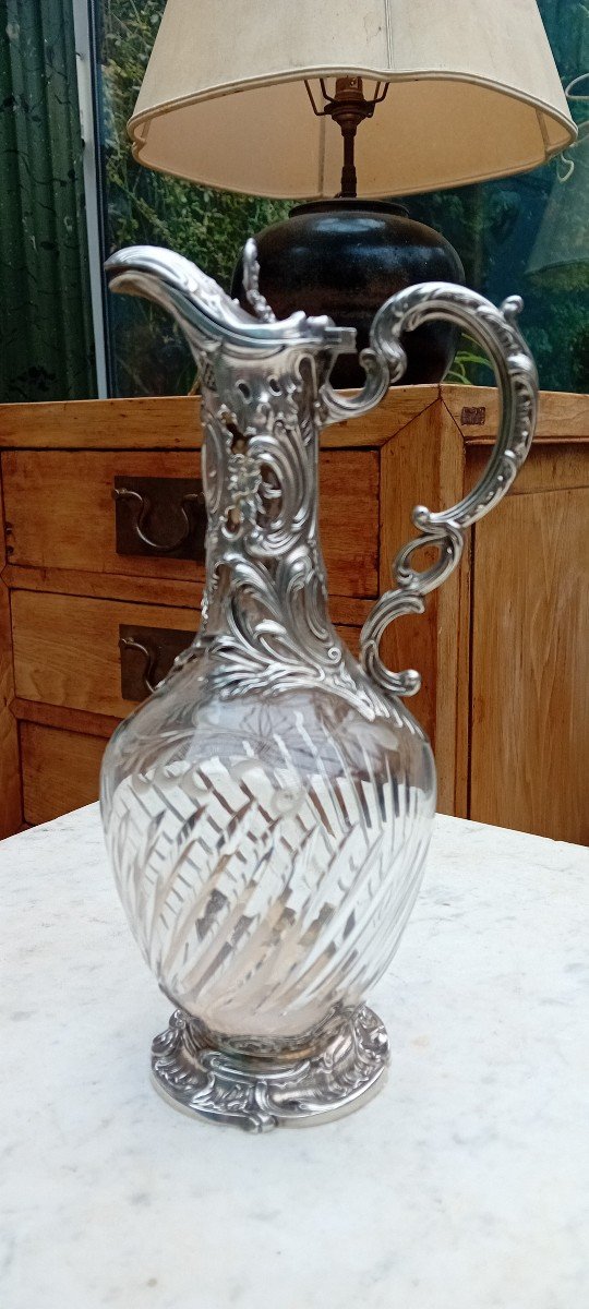 19th Century Crystal And Silver Ewer-photo-2