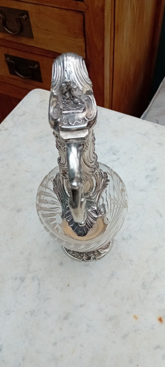 19th Century Crystal And Silver Ewer-photo-3