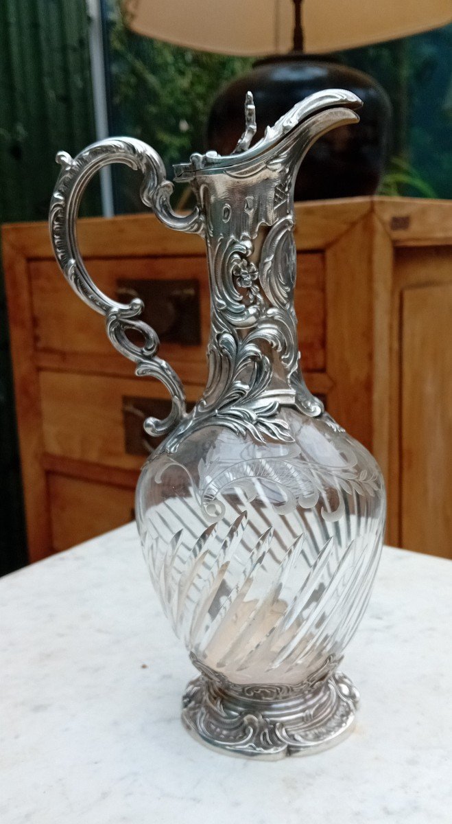 19th Century Crystal And Silver Ewer