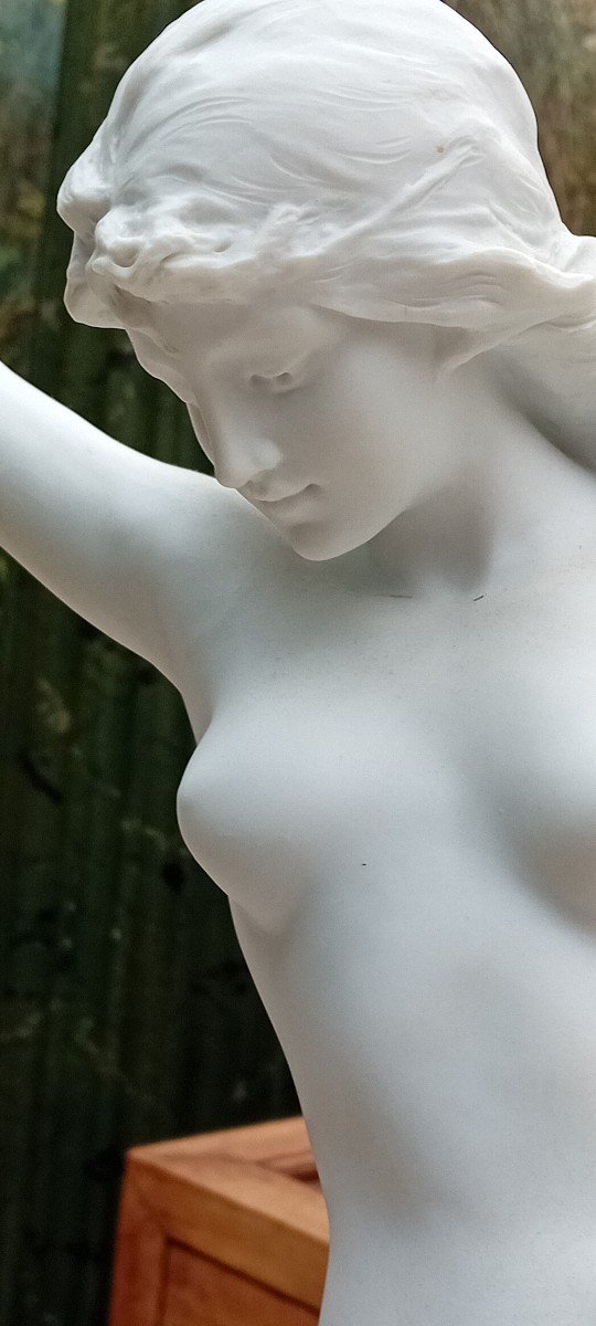 Statue, Sculpture, femme nue, En Biscuit d'Après édouart Drouot (1859-1945)-photo-4