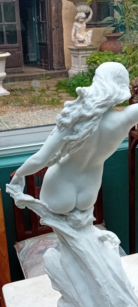 Statue, Sculpture, femme nue, En Biscuit d'Après édouart Drouot (1859-1945)-photo-1