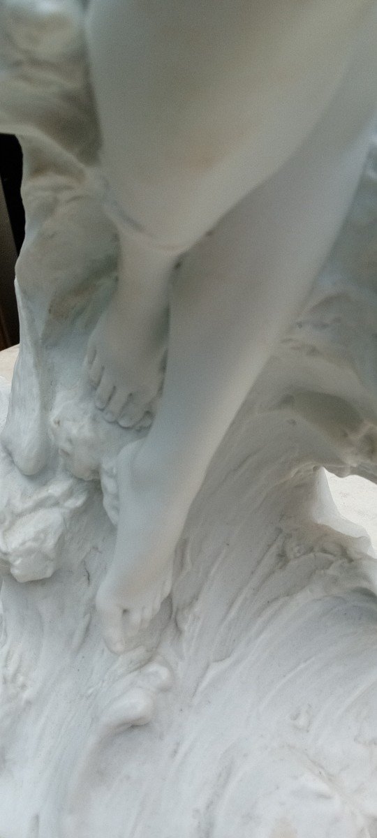 Statue, Sculpture, femme nue, En Biscuit d'Après édouart Drouot (1859-1945)-photo-4