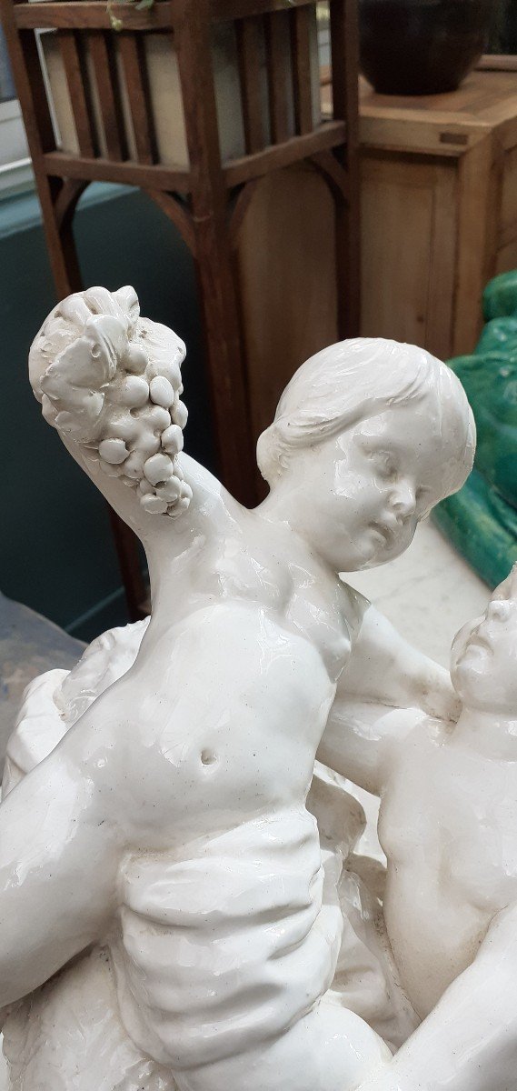 groupe de 2 putti et d une chèvre dans le gout de capodimonte-photo-2