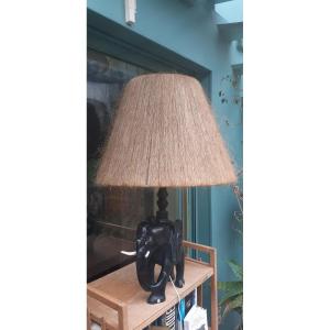 Elephant Lamp In Ebony From The 50s-60s