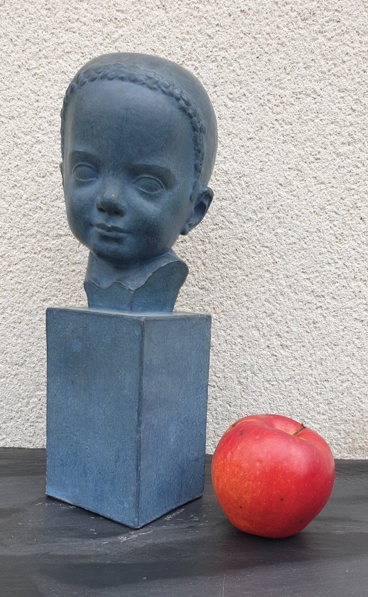  Sculpture  Buste d'Enfant. Raffour Raymond (1901- 1988 )-photo-1