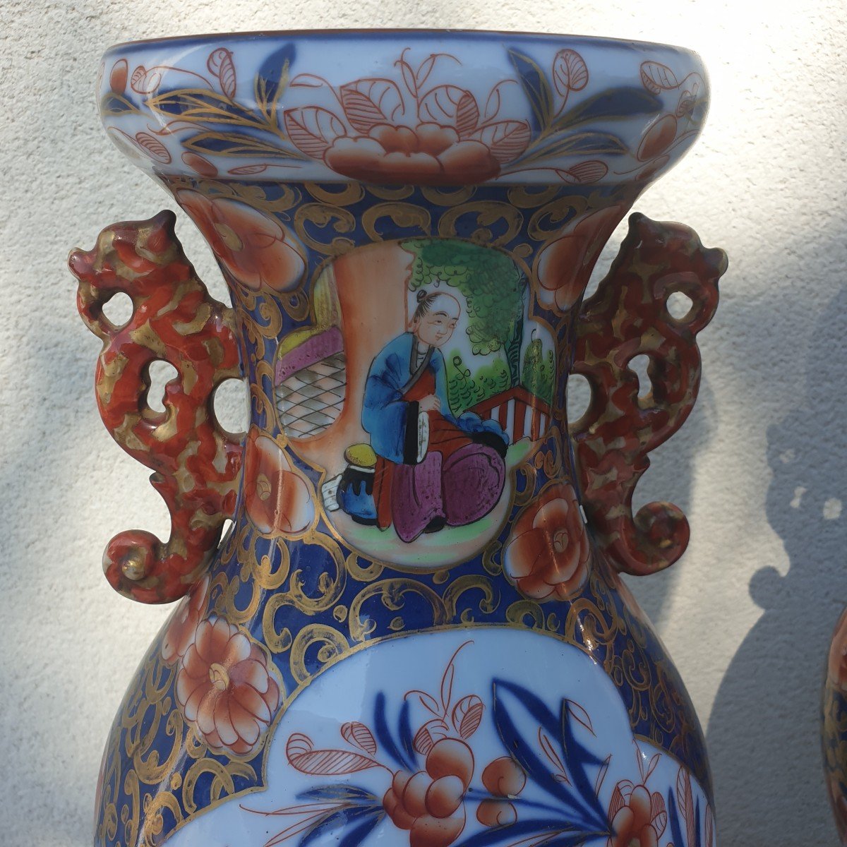 Paire De Vases Aux Chinois Porcelaine De Bayeux -photo-6