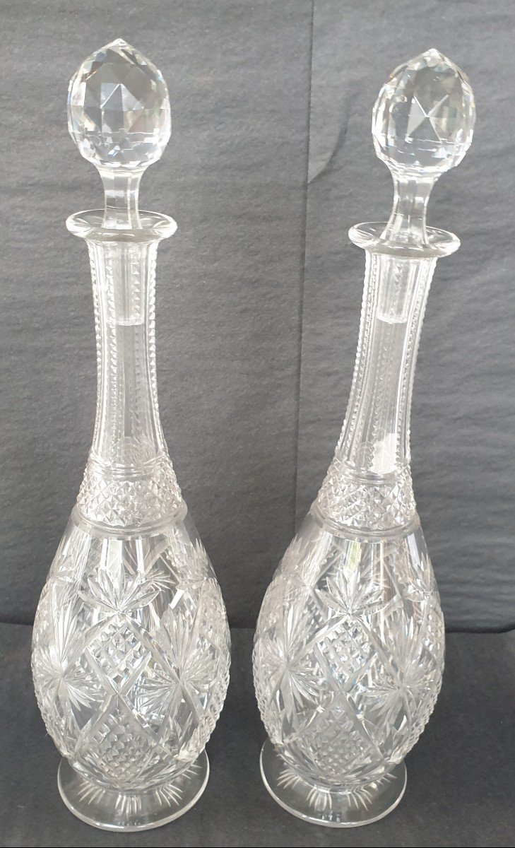 Set Of Six Carafes In Cut Crystal (baccarat Or Saint Louis)-photo-4