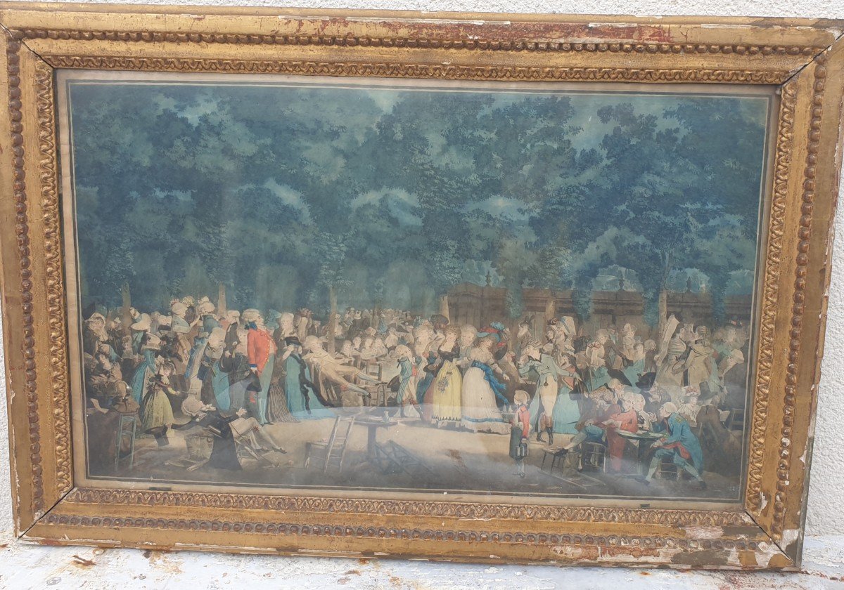 Promenade Publique 1792 .Philibert Louis Debucourt .aquatinte  En Couleurs