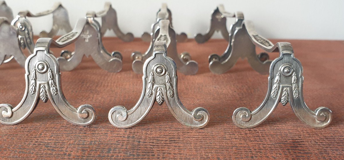 12 Christofle Knife Holders Silver Metal Delafosse -photo-3