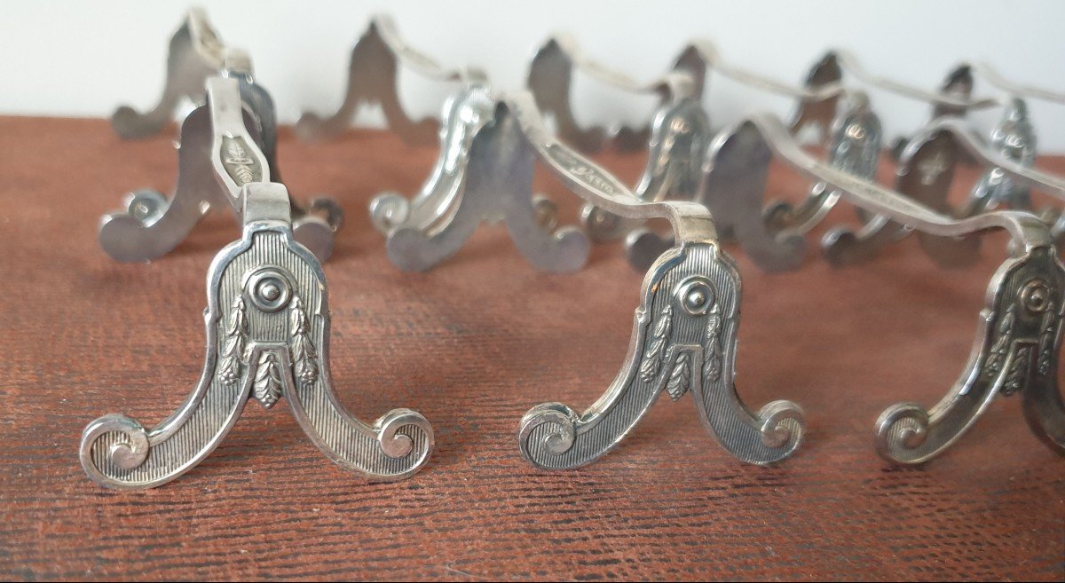 12 Christofle Knife Holders Silver Metal Delafosse 