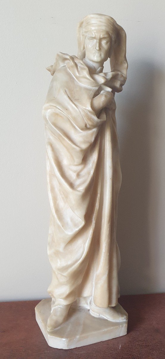 Dante Alighieri Said “dante” Alabaster Sculpture Early 19th Century -photo-2