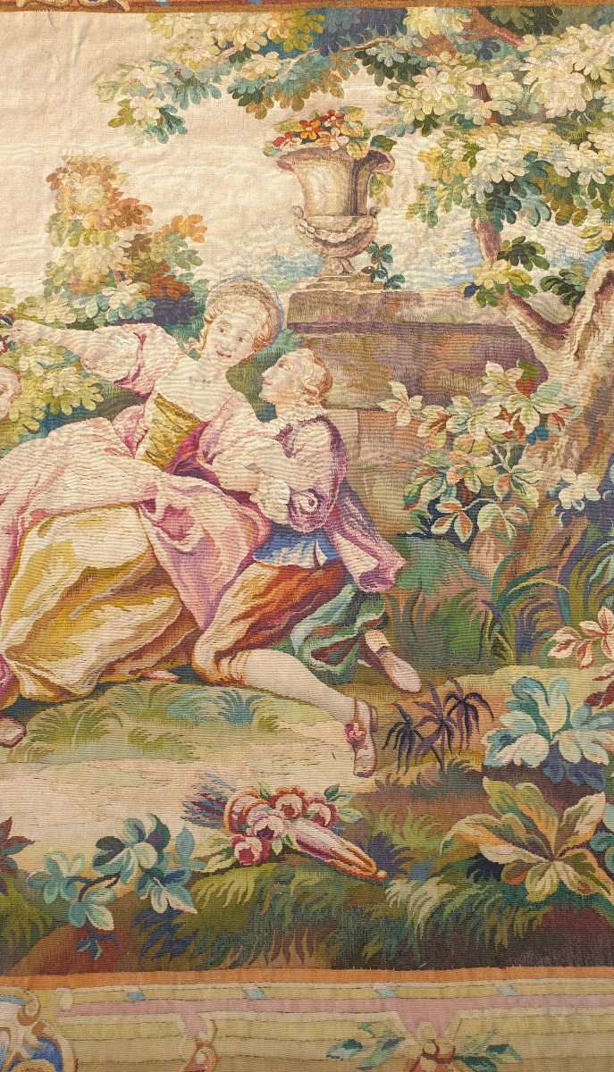 Aubusson Tapestry Galante Scene (218/177) 19th Century -photo-4