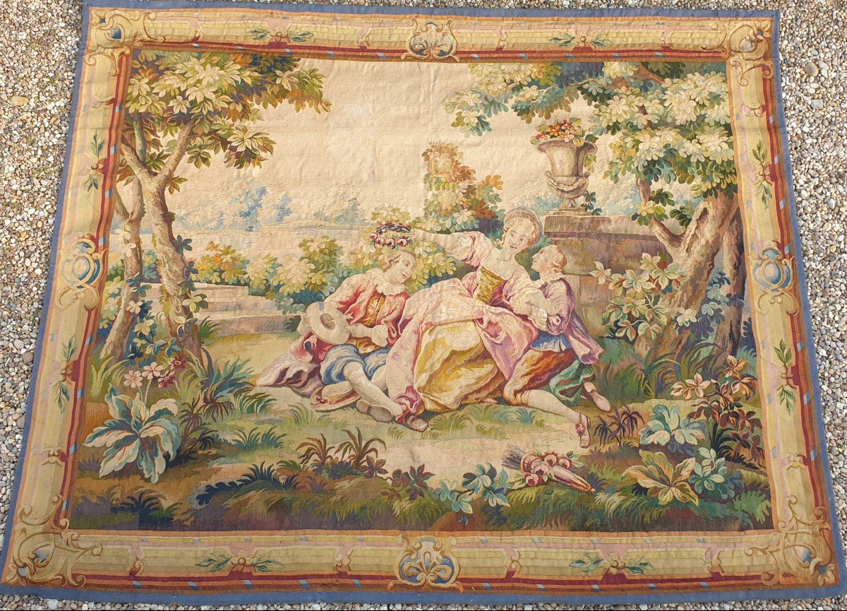 Tapisserie Manufacture D '  Aubusson Scène Galante (218 /177 )xix ème -photo-5