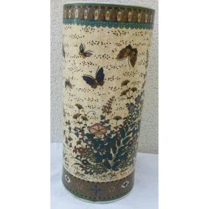 Shippo Vase. Takeuchi Chubei. Meiji Japan. Cloisonne On Porcelain