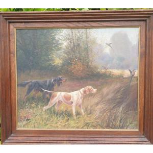 Hunting Dogs At Stop (eugène Petit) 1839 -1886 